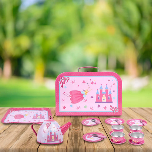 18-Piece Tin Tea Set with Carry Case – Fairy Tale | Pretend Picnic and Tea Party Playset SOKA® - Little and Giant Explorers SOKA Play Imagine Learn