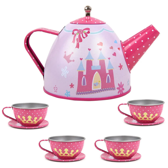 18-Piece Tin Tea Set with Carry Case – Fairy Tale | Pretend Picnic and Tea Party Playset SOKA® - Little and Giant Explorers SOKA Play Imagine Learn