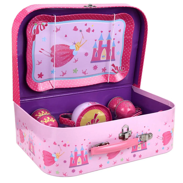 18-Piece Tin Tea Set with Carry Case – Fairy Tale | Pretend Picnic and Tea Party Playset SOKA® - Little and Giant Explorers SOKA Play Imagine Learn