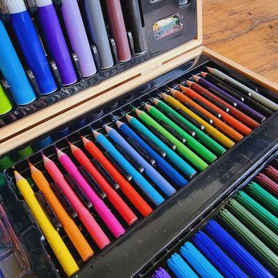 180-Piece Painting Art Set in Wooden Box - Little and Giant Explorers Artist