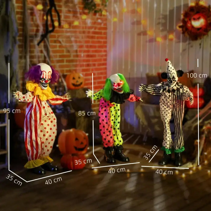 180cm Animated Halloween Clowns (Stack of 3) | Sound, Light and Motion Effects OUTSUNNY - Little and Giant Explorers Outsunny