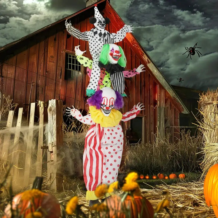 180cm Animated Halloween Clowns (Stack of 3) | Sound, Light and Motion Effects OUTSUNNY - Little and Giant Explorers Outsunny