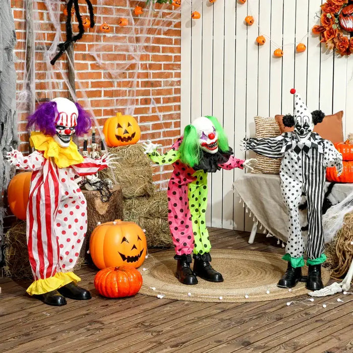 180cm Animated Halloween Clowns (Stack of 3) | Sound, Light and Motion Effects OUTSUNNY - Little and Giant Explorers Outsunny