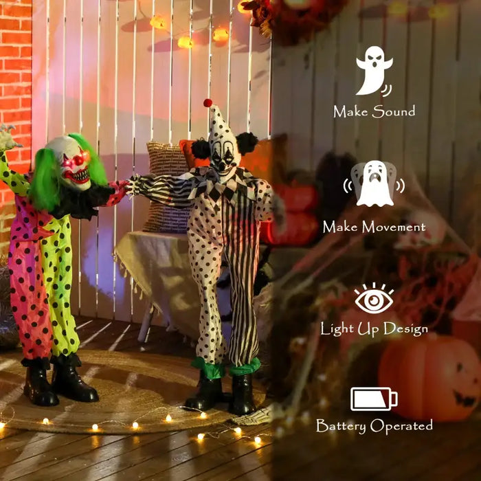 180cm Animated Halloween Clowns (Stack of 3) | Sound, Light and Motion Effects OUTSUNNY - Little and Giant Explorers Outsunny