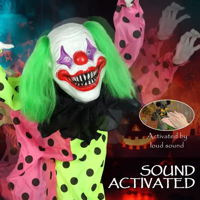 180cm Animated Halloween Clowns (Stack of 3) | Sound, Light and Motion Effects OUTSUNNY - Little and Giant Explorers Outsunny