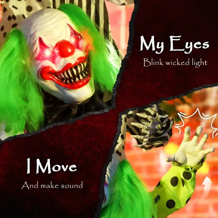 180cm Animated Halloween Clowns (Stack of 3) | Sound, Light and Motion Effects OUTSUNNY - Little and Giant Explorers Outsunny