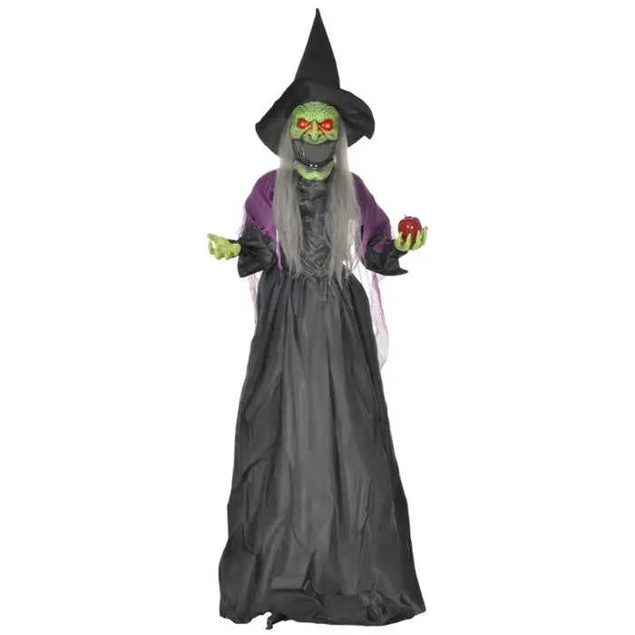 180cm Animated Standing Halloween Witch with Apple | Sound, Motion and Light Effects HOMCOM - Little and Giant Explorers HOMCOM