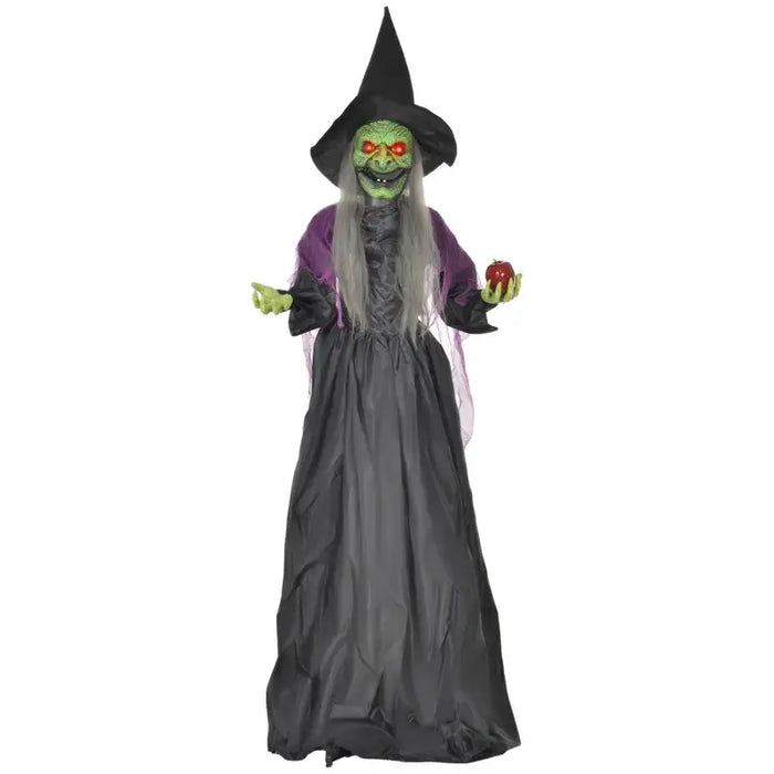 180cm Animated Standing Halloween Witch with Apple | Sound, Motion and Light Effects HOMCOM - Little and Giant Explorers HOMCOM