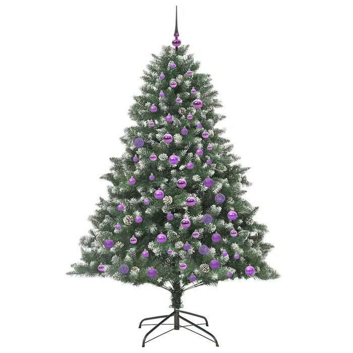 180cm Artificial Christmas Tree – Green PVC Tree | LED Strip Lights, Pine Cones and Baubles VIDAXL - Little and Giant Explorers vidaXL
