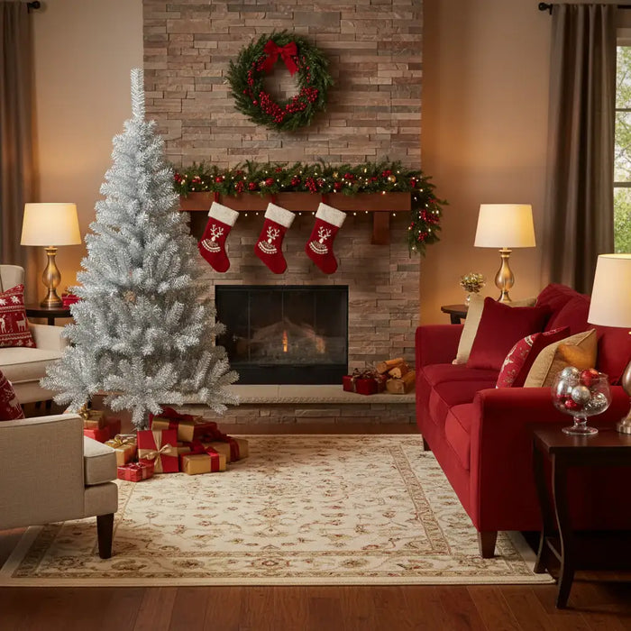 Artificial Half Christmas Tree with Stand in Silver 180cm - Little and Giant Explorers vidaXL