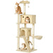 180cm Cat Tree – Beige and Cream White | Multi-Level Cat Tower - Hammock and Condos PAWHUT - Little and Giant Explorers PawHut