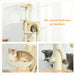180cm Cat Tree – Beige and Cream White | Multi-Level Cat Tower - Hammock and Condos PAWHUT - Little and Giant Explorers PawHut