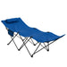 180cm Folding Camping Cot – Blue | Reclining Outdoor Bed with Padded Headrest OUTSUNNY - Little and Giant Explorers Outsunny