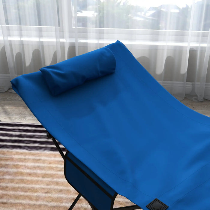 180cm Folding Camping Cot – Blue | Reclining Outdoor Bed with Padded Headrest OUTSUNNY - Little and Giant Explorers Outsunny