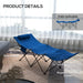 180cm Folding Camping Cot – Blue | Reclining Outdoor Bed with Padded Headrest OUTSUNNY - Little and Giant Explorers Outsunny