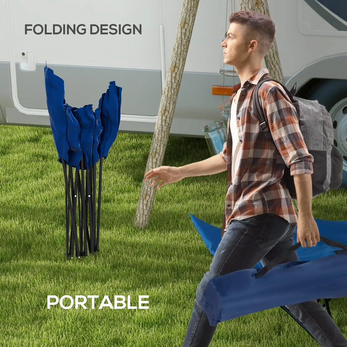 180cm Folding Camping Cot – Blue | Reclining Outdoor Bed with Padded Headrest OUTSUNNY - Little and Giant Explorers Outsunny