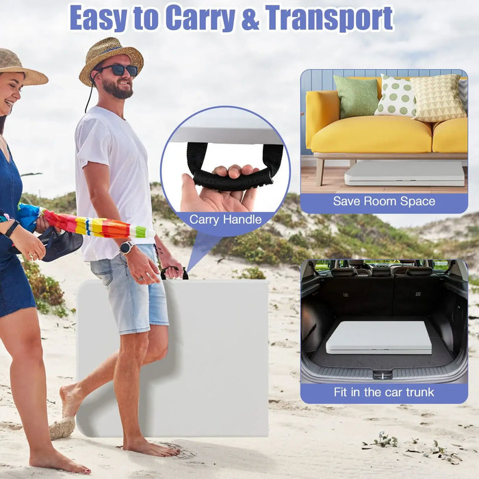 180cm Folding Dining Table – White 6–8 Seater | Fold-in-Half Portable Outdoor Table COSTWAY - Little and Giant Explorers Costway