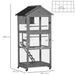 180cm Large Outdoor Bird Cage with Roof – Grey | Wooden Aviary - Wheels and Perches PAWHUT - Little and Giant Explorers PawHut