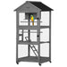 180cm Large Outdoor Bird Cage with Roof – Grey | Wooden Aviary - Wheels and Perches PAWHUT - Little and Giant Explorers PawHut