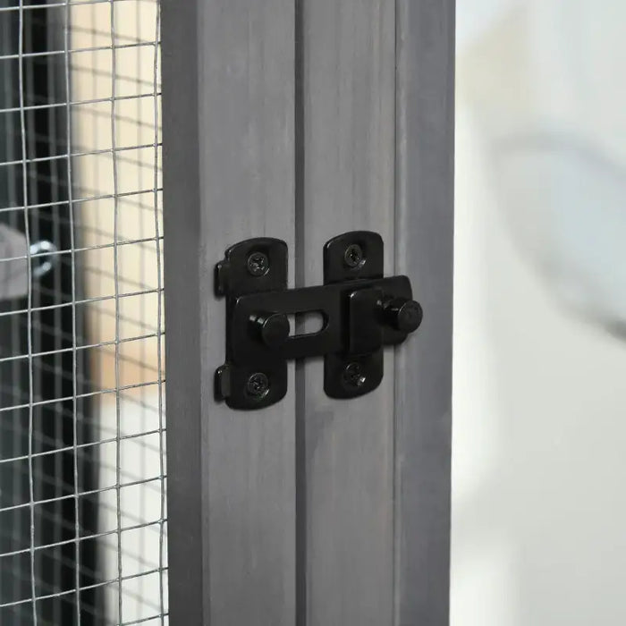 180cm Large Outdoor Bird Cage with Roof – Grey | Wooden Aviary - Wheels and Perches PAWHUT - Little and Giant Explorers PawHut