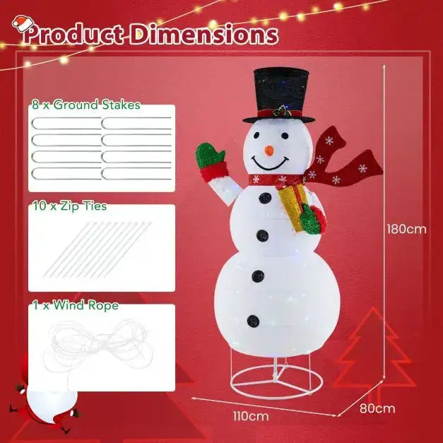 180cm Lighted Snowman Christmas Decoration | 8 Lighting Modes and Remote Control COSTWAY - Little and Giant Explorers vidaXL