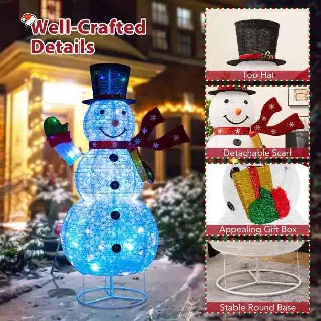 180cm Lighted Snowman Christmas Decoration | 8 Lighting Modes and Remote Control COSTWAY - Little and Giant Explorers vidaXL