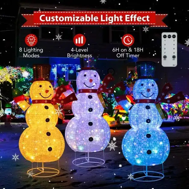 180cm Lighted Snowman Christmas Decoration | 8 Lighting Modes and Remote Control COSTWAY - Little and Giant Explorers vidaXL