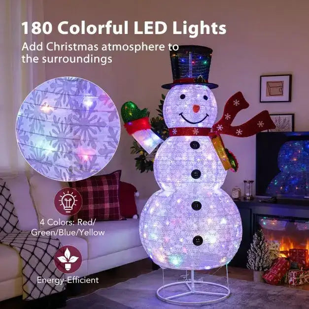 180cm Lighted Snowman Christmas Decoration | 8 Lighting Modes and Remote Control COSTWAY - Little and Giant Explorers vidaXL