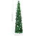 Tall green tinsel Christmas tree with shiny round ornaments, 180cm height, 45cm width
