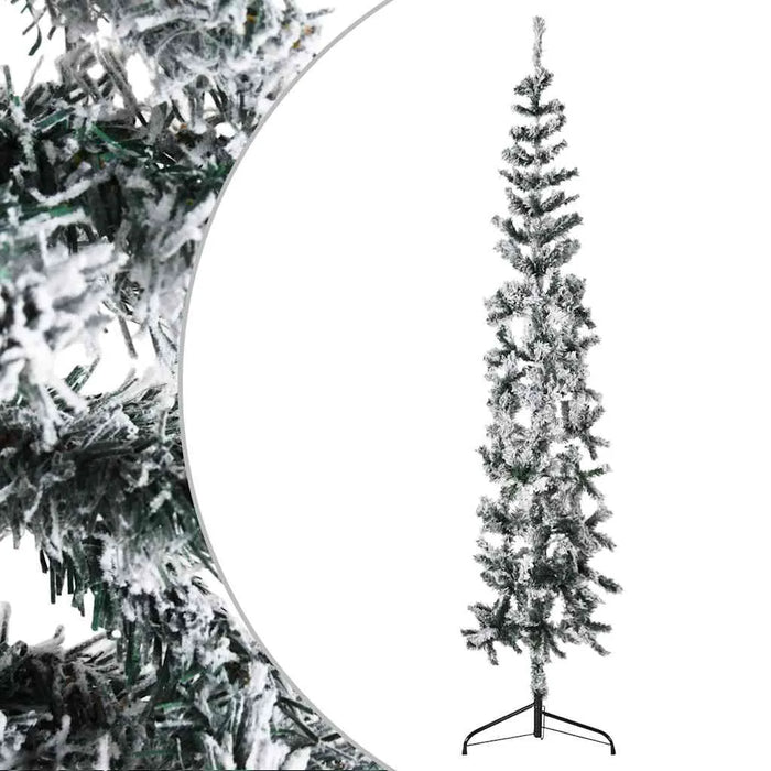 180cm Slim Artificial Half Christmas Tree with Flocked Snow | Space-Saving Design VIDAXL - Little and Giant Explorers vidaXL