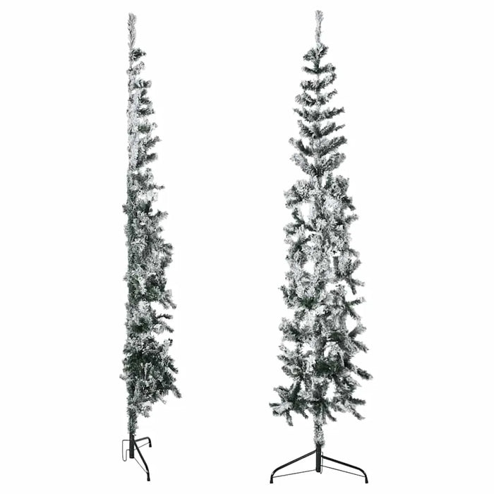 180cm Slim Artificial Half Christmas Tree with Flocked Snow | Space-Saving Design VIDAXL - Little and Giant Explorers vidaXL