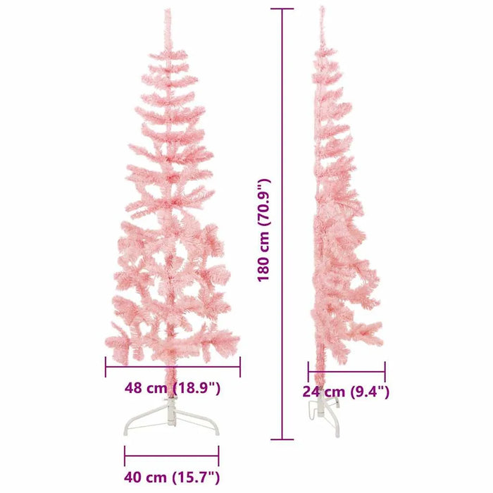 180cm Slim Artificial Half Christmas Tree with Stand - Pink | Space-Saving Design VIDAXL - Little and Giant Explorers vidaXL
