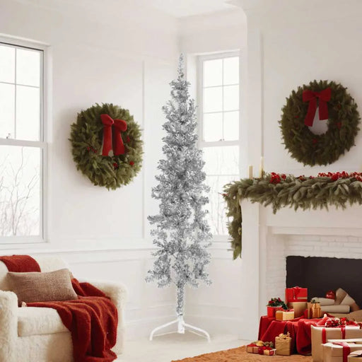 180cm Slim Artificial Half Christmas Tree with Stand - Silver | Space-Saving Design VIDAXL - Little and Giant Explorers vidaXL