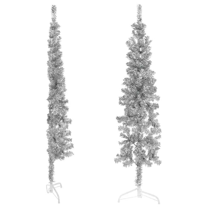 180cm Slim Artificial Half Christmas Tree with Stand - Silver | Space-Saving Design VIDAXL - Little and Giant Explorers vidaXL
