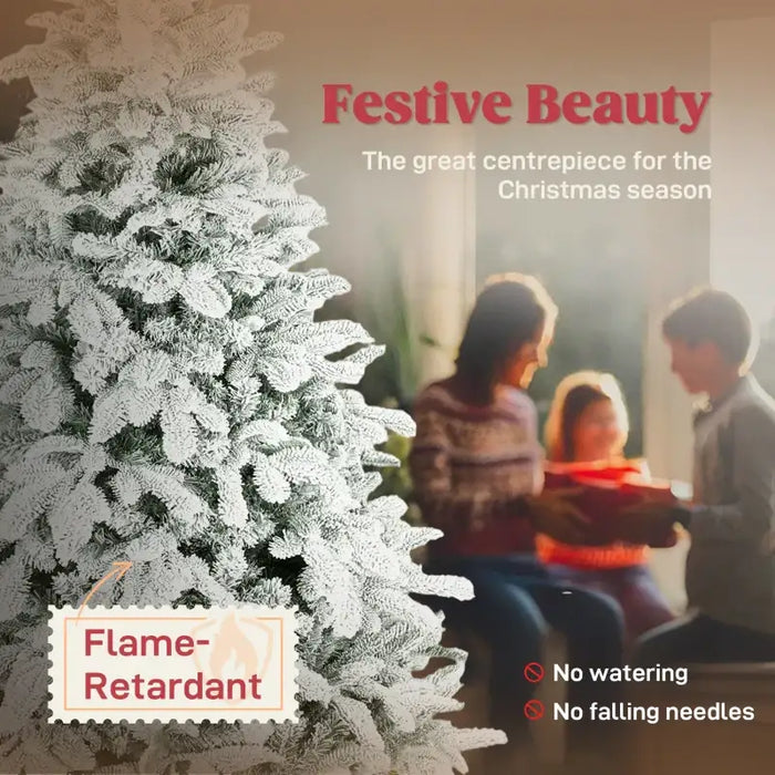 180cm Snow-Flocked Christmas Tree | 1182 Moulded Branch Tips - Flame-Retardant HOMCOM - Little and Giant Explorers HOMCOM
