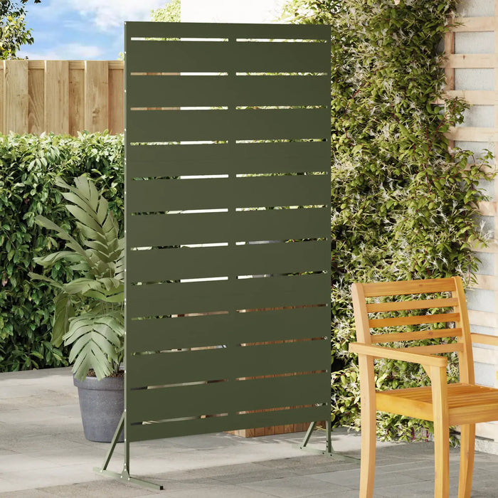 Outdoor Metal Fence Panel Olive | Powder-Coated Steel with Striped Pattern and Modern Design - Little and Giant Explorers vidaXL