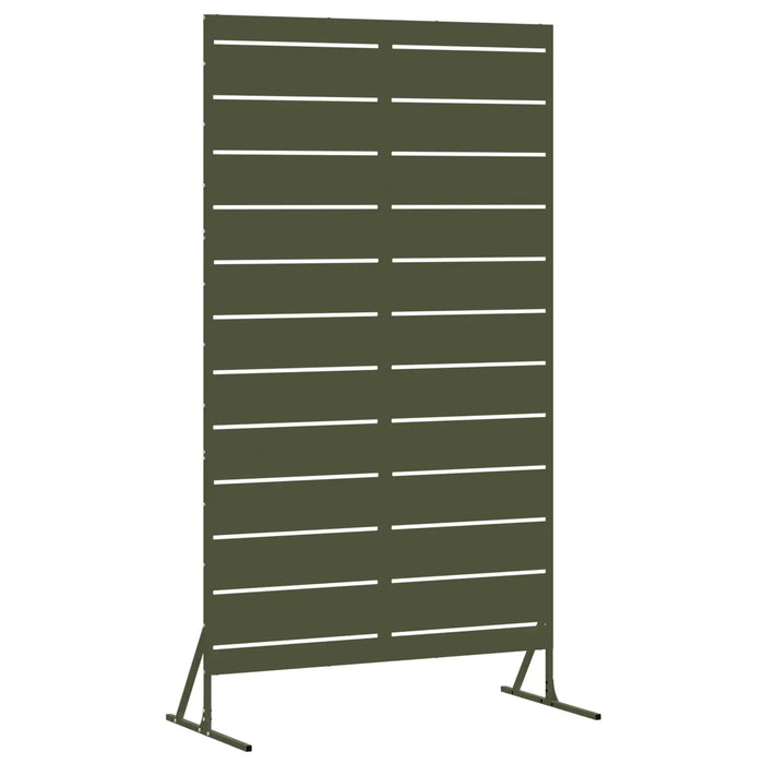 Outdoor Metal Fence Panel Olive | Powder-Coated Steel with Striped Pattern and Modern Design - Little and Giant Explorers vidaXL