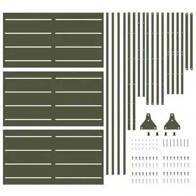 Outdoor Metal Fence Panel Olive | Powder-Coated Steel with Striped Pattern and Modern Design - Little and Giant Explorers vidaXL