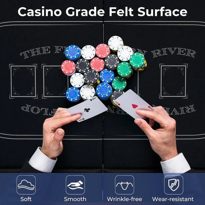 182cm Foldable Poker Table – Black and Blue | Casino-Grade 8-Player Card Table COSTWAY - Little and Giant Explorers