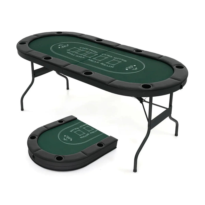 182cm Foldable Poker Table – Green | Casino-Grade 8-Player Card Table with Cup Holders COSTWAY - Little and Giant Explorers Costway