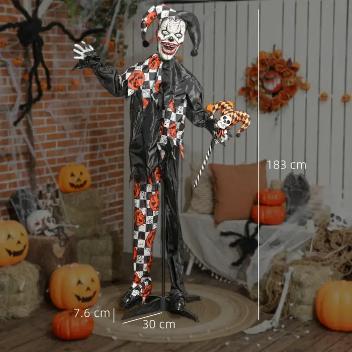 183cm Animated Halloween Clown Prop | Sound and Light Effects OUTSUNNY - Little and Giant Explorers Outsunny