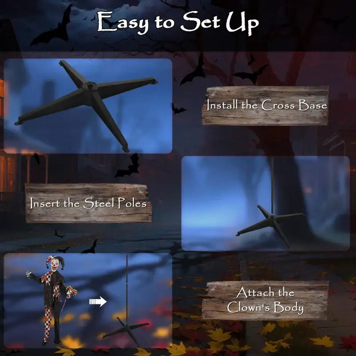 183cm Animated Halloween Clown Prop | Sound and Light Effects OUTSUNNY - Little and Giant Explorers Outsunny