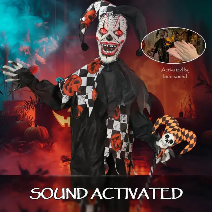 183cm Animated Halloween Clown Prop | Sound and Light Effects OUTSUNNY - Little and Giant Explorers Outsunny