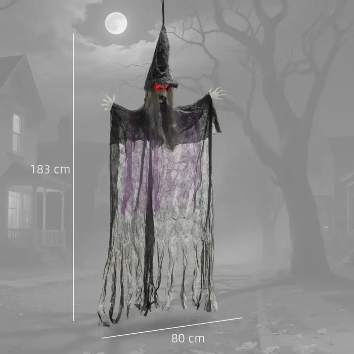 183cm Animated Halloween Hanging Witch Prop | Sound and Light Effects OUTSUNNY - Little and Giant Explorers Outsunny