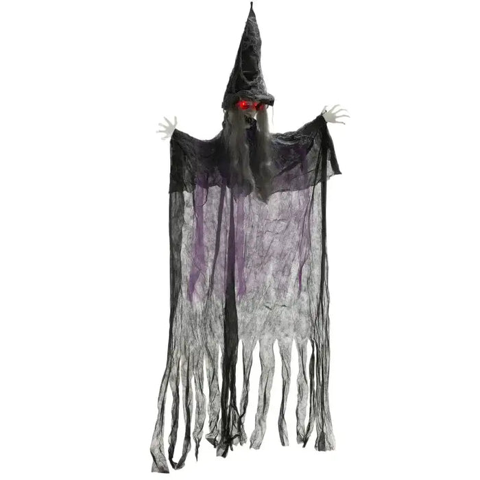 183cm Animated Halloween Hanging Witch Prop | Sound and Light Effects OUTSUNNY - Little and Giant Explorers Outsunny