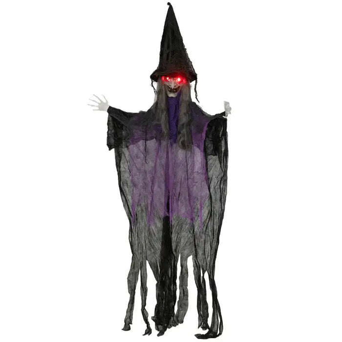 183cm Animated Halloween Hanging Witch Prop | Sound and Light Effects OUTSUNNY - Little and Giant Explorers Outsunny