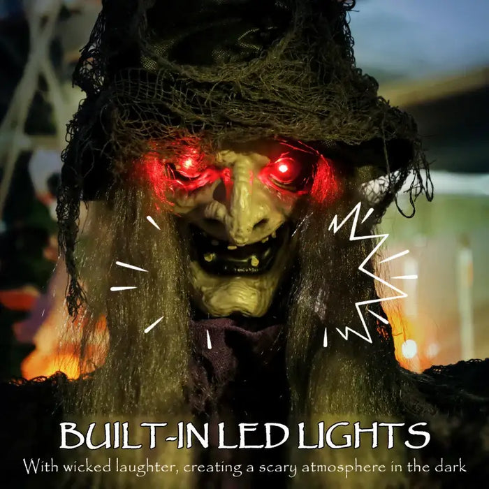 183cm Animated Halloween Hanging Witch Prop | Sound and Light Effects OUTSUNNY - Little and Giant Explorers Outsunny