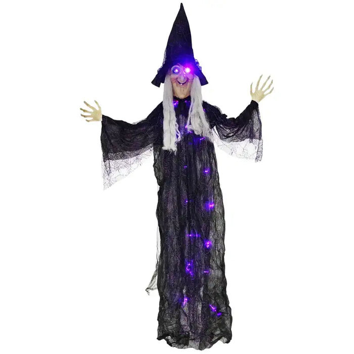 183cm Animated Hanging Halloween Witch - LED Light Effects and Body | Sound Effects OUTSUNNY - Little and Giant Explorers Outsunny