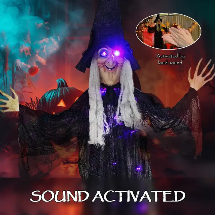 183cm Animated Hanging Halloween Witch - LED Light Effects and Body | Sound Effects OUTSUNNY - Little and Giant Explorers Outsunny