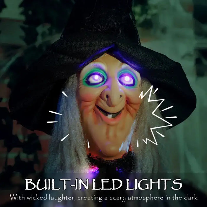 183cm Animated Hanging Halloween Witch - LED Light Effects and Body | Sound Effects OUTSUNNY - Little and Giant Explorers Outsunny